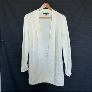 White House Black Market Cream Ivory Long Sleeve Rib Knit Cardigan Sweater XS